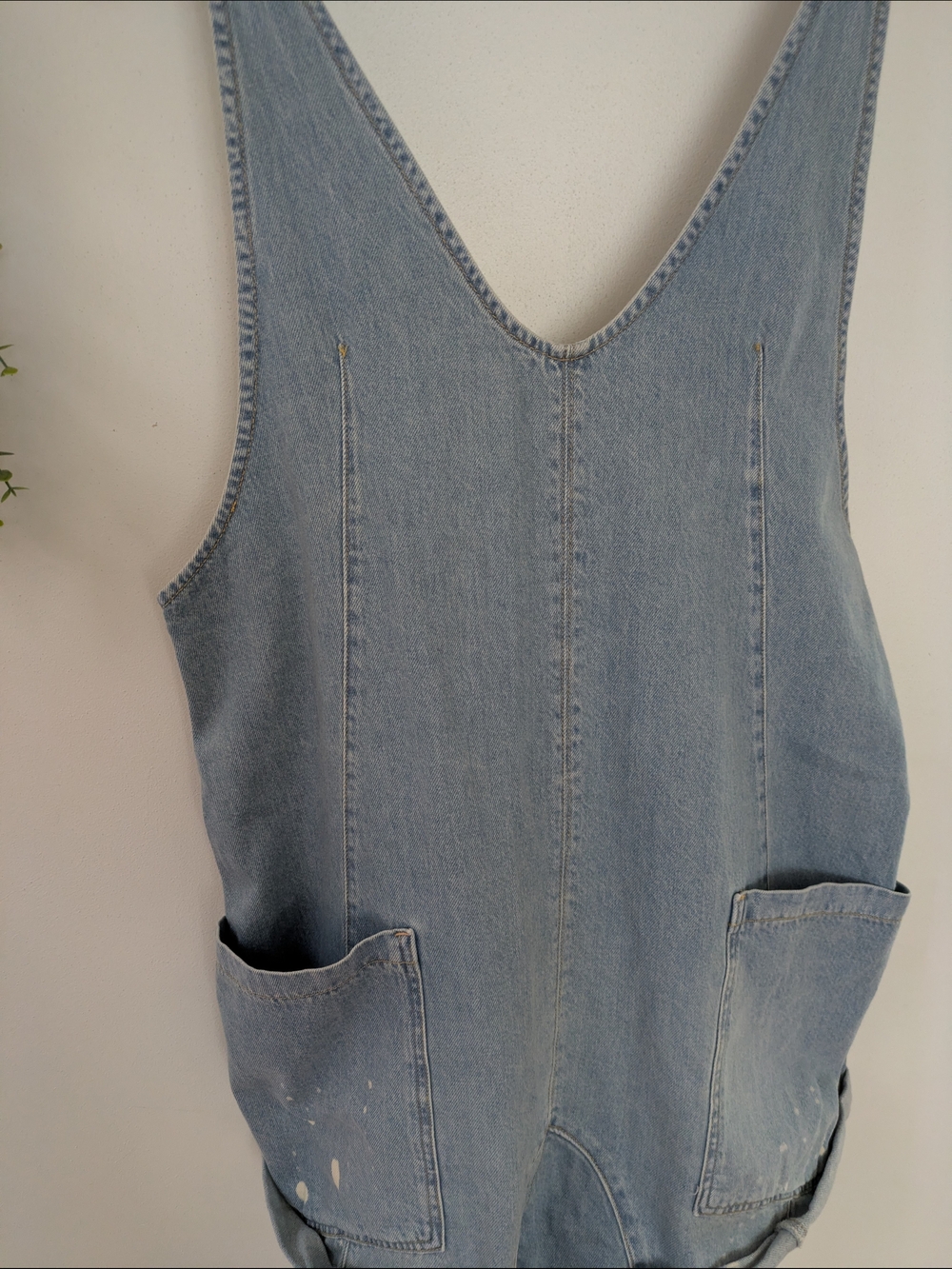 NWOT We The Free Light Blue Denim Women’s Romper Shorts - Casual Pocket Overalls - Picture 5 of 6